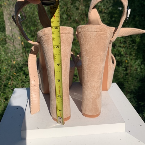 70’s NUDE PLATFORM SANDALS VEGAN SUEDE - Picture 9 of 16